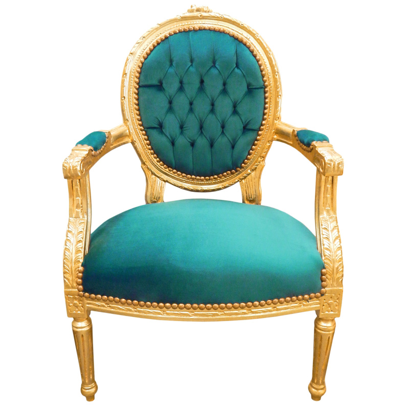 Barocksessel Im Louis Xvi Stil Aus Gr Nem Samt Und Goldholz