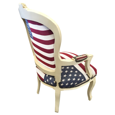 American Flag baroque armchair of Louis XV style and black wood