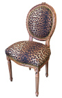 Louis XVI štýl stoličky leopard tkanina a surové drevo