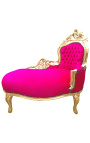 Baroková chaise longue fuchsia samet s zlatým drevom