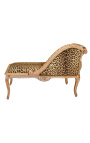 Barok daybed leopardstof og råt træ