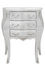 Nightstand (Bedside) baroque wooden silver with silver bronzes