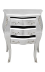 Nightstand (Bedside) baroque wooden silver with silver bronzes