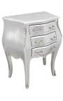 Nightstand (Bedside) baroque wooden silver with silver bronzes