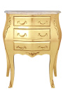 Nočný stolík (Pri posteli) barokové drevené zlato s béžovým mramorom