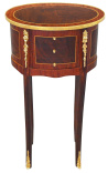 Nightstand (Bedside) oval style Louis XVI marquetry and bronze 