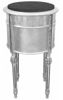 Criado-mudo (cabeceira) tambor prata com 3 gavetas e mármore preto