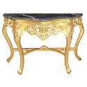 Console de style baroque en bois doré et marbre noir