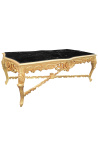 Very large dining table wooden baroque gold leaf and black marble