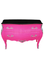 Barok kommode af stil Louis XV pink og sort top med 2 skuffer