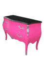 Barok kommode af stil Louis XV pink og sort top med 2 skuffer