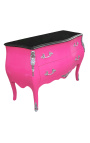 Barok kommode af stil Louis XV pink og sort top med 2 skuffer