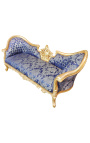 Barock NapoleonIII Medaillon Stil Sofa blau "Rebellen" stoff und blattgold