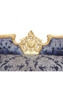 Barok Napoléon III medaille sofa blauw "Gobelins" stof en gouden blad hout