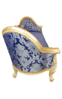 Barock NapoleonIII Medaillon Stil Sofa blau "Rebellen" stoff und blattgold