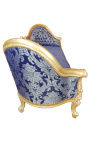Barokki Napoleon III -medaali tyylikäs sohva sininen "Gobelin" kivi ja kulta puu