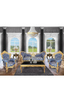 Barock NapoleonIII Medaillon Stil Sofa blau "Rebellen" stoff und blattgold