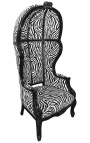 Grand Porter's Sessel im Barockstil Zebra glänzendes schwarzes Holz