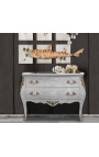 Baroque chest of drawers (commode) of style Louis XV grey patinated wood