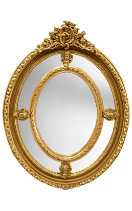 Veľké barokné zrkadlo zlatý ovál Louis XVI štýl bordely parky