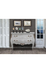 Baroque chest of drawers (commode) of style Louis XV grey patinated wood