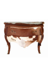 Commode baroque de style Louis XV vrai peau de vache marron avec 2 tiroirs