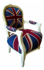 Poltrona barocca per bambini "Union Jack" e legno laccato beige