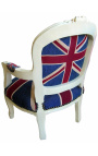 Poltrona barocca per bambini "Union Jack" e legno laccato beige