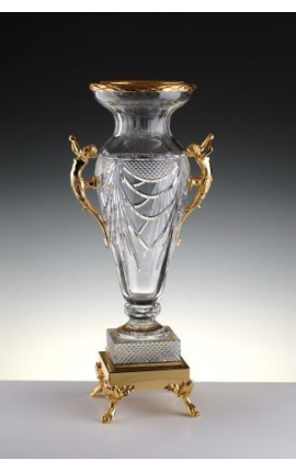 Veľká váza z čistého kryštálu a bronz "Pompeje"