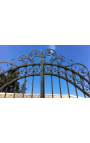 Gate for castle, baroque wrought iron gates with two doors two columns with lanterns top