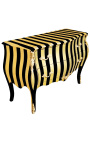 Baroque dresser Louis XV style black and gold striped with 2 drawers