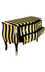 Baroque dresser Louis XV style black and gold striped with 2 drawers