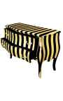 Baroque dresser Louis XV style black and gold striped with 2 drawers