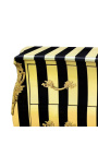 Baroque dresser Louis XV style black and gold striped with 2 drawers