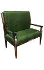 Empire style sofa green satine fabric and black lacquered wood with bronze