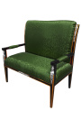 Empire style sofa green satine fabric and black lacquered wood with bronze