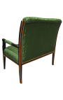 Empire style sofa green satine fabric and black lacquered wood with bronze