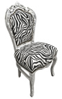 Cadira d'estil barroc rococó tela zebra i fusta platejada