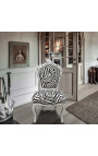 Cadira d'estil barroc rococó tela zebra i fusta platejada