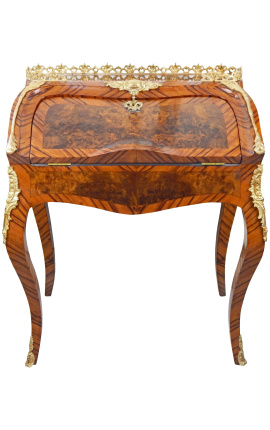 Desk Scriban Louis XV estilo con marquetería y bronce dorado