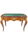 Louis XV style desk with 3 drawers with marquetry green underhand