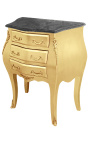 Nightstand (Bedside) baroque gold wood with black marble