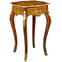 Square table in Louis XV style inlaid wood, bronze and painted music decorations. 