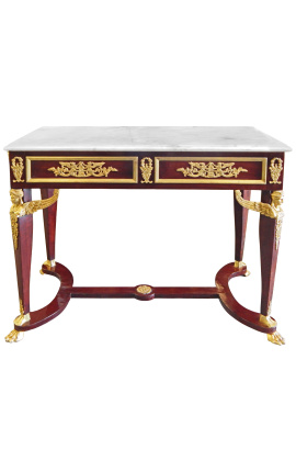 Middenconsole in Empire-stijl met brons en wit marmer