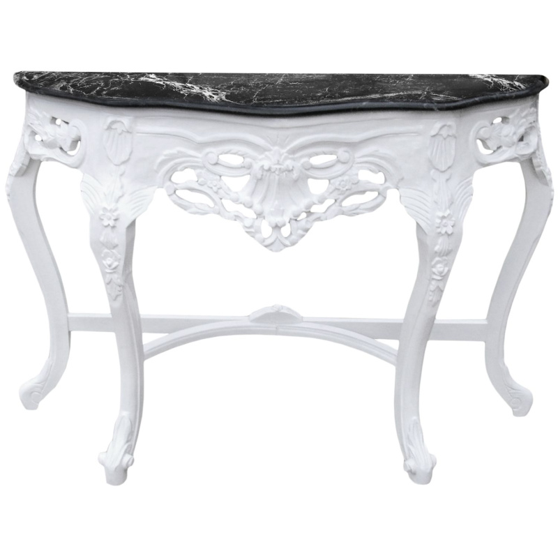 table console blanche baroque bois laqué versa - Kdesign