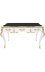 Duże biurko w stylu barokowym w stylu Ludwika XV z 3 szufladami, białe 
