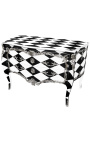 Grande commode baroque de style Louis XV "Damier" noir et blanc.