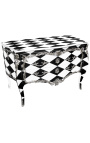 Grande commode baroque de style Louis XV "Damier" noir et blanc.