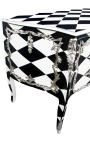 Gran vestidor barroco Louis XV estilo "Checkerboard" blanco y negro