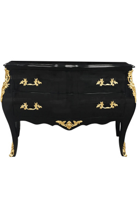 Dresser i barokk stil Louis XV svart og gull bronse